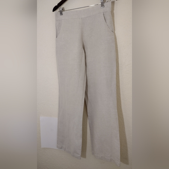 Crown Linen Designs Shimmer Wide Leg Linen Pants - Picture 3 of 6